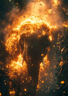 Fiery Elephant in Jungle