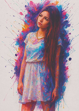 Watercolor Portrait of a Young Woman