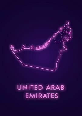 Neon United Arab Emirates Map