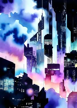 Futuristic Cityscape at Night