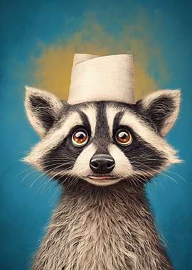 Raccoon with a hat