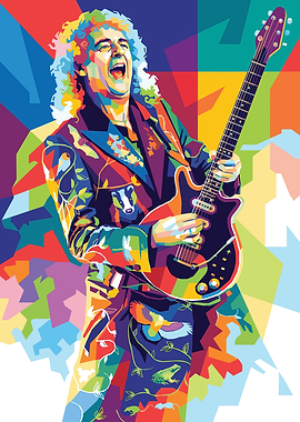 Brian May Colorful Pop Art Portrait