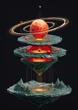 Low Poly Planet with Floating Islands