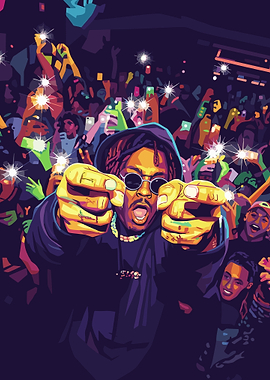 Rapper in Concert Crowd Digital Art