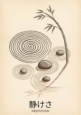 Zen Garden Meditation Illustration
