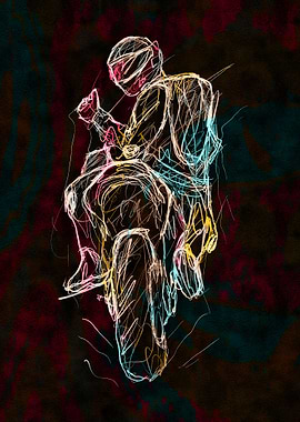 Motorcycle Rider Abstract Digital Art