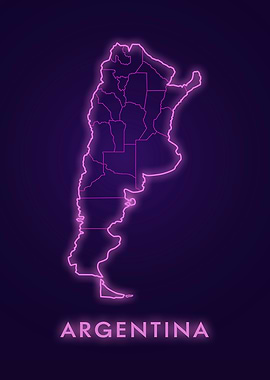 Argentina Neon Map