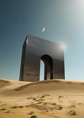 Monolith in Desert Landscape