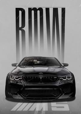 Black BMW M5 Car Poster