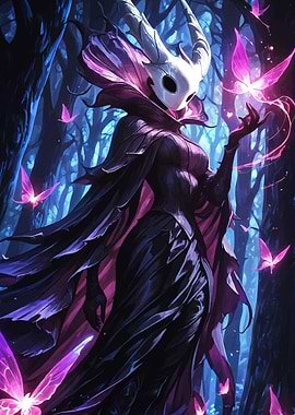 Horned Figure with Butterflies Forest