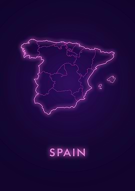 Neon Spain Map