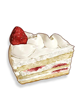 Strawberry Shortcake Slice Illustration