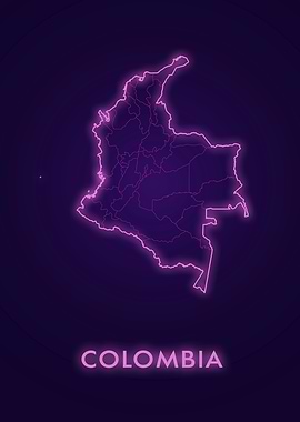 Neon Colombia Map