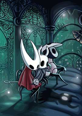 Hollow Knight characters on a bench