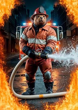 sea ​​lion Firefighter in Action