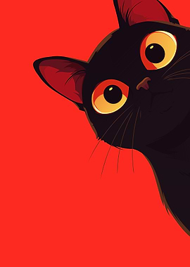 Black Cat on Red
