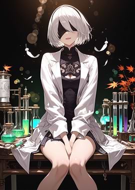 Anime Girl in Lab Coat