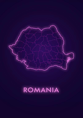 Romania Neon Map