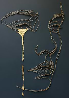 Golden Wire Face with Tear