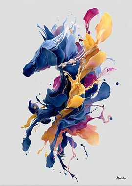 Sculpted Liquid Horse in Dynamic Fluid Motion