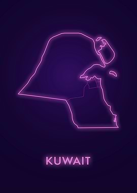 Kuwait Neon Map