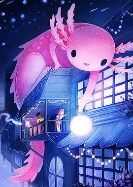 Giant Axolotl and Children