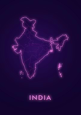 Neon India Map