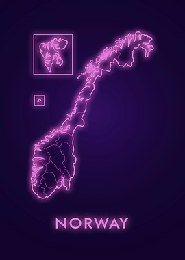 Neon Norway Map