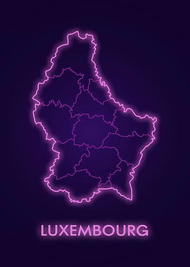Luxembourg Neon Map