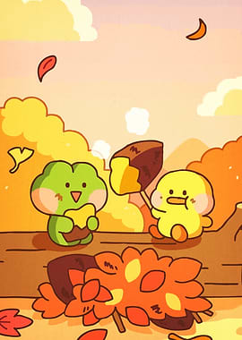 Cute Autumn Friends with Sweet Potato