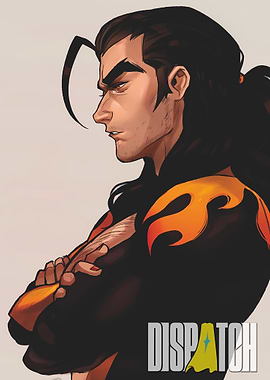 Comic Book Character with Flame Design