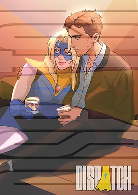 Superhero Couple Relaxing with Drinks