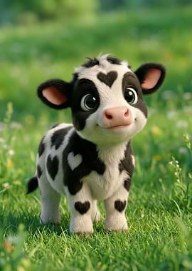 Cute Cow with Heart Spots