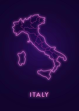 Neon Italy Map