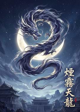 Celestial Dragon and Moonlit Landscape