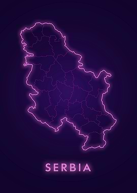 Serbia Neon Map