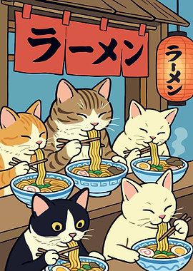 Cats Eating Ramen