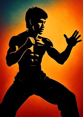 Bruce Lee Martial Arts Silhouette