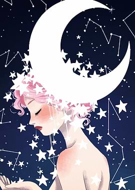 Celestial Woman with Moon and Stars