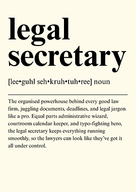 Legal Secretary Definition Typography Art