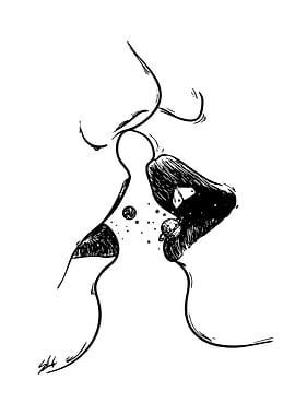 Cosmic Kiss Line Art