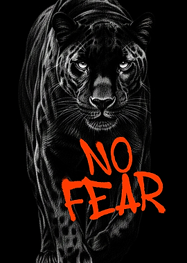 Inspirational Poster With Panther and No Fear Quote