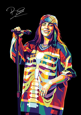 Billie Eilish Colorful Pop Art Portrait