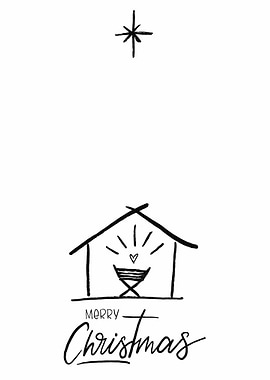 Minimalist Merry Christmas Nativity Scene
