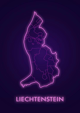Liechtenstein Neon Map