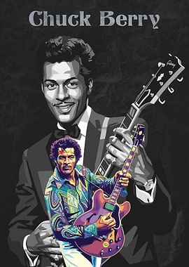 Chuck Berry Portrait with Guitar