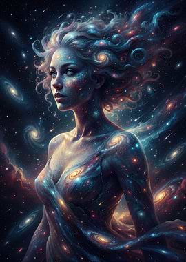 Celestial Woman in Cosmic Space