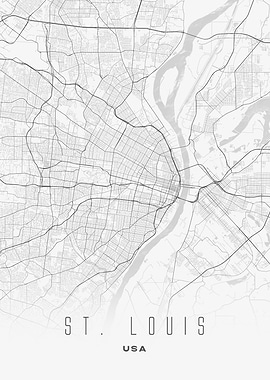 St. Louis, USA - Minimalist City Map Poster, Street Layout Wall Art