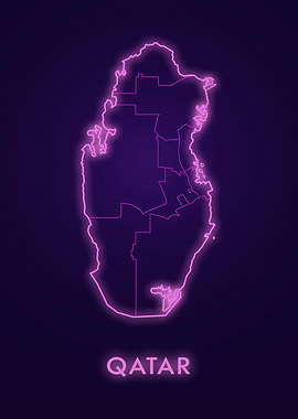 Qatar Neon Map