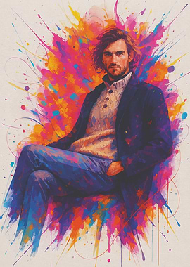 Man Portrait with Colorful Splatter Background